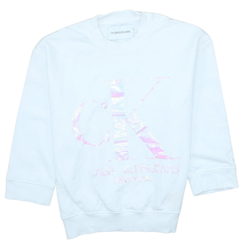 Calvin Klein Jeans Womens White Cotton Logo Sweatshirt M