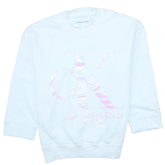 Calvin Klein Jeans Womens White Cotton Logo Sweatshirt M