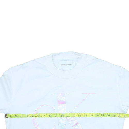 Calvin Klein Jeans Womens White Cotton Logo Sweatshirt M