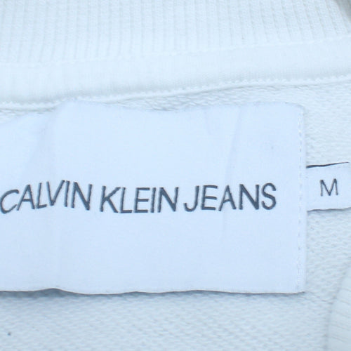 Calvin Klein Jeans Womens White Cotton Logo Sweatshirt M