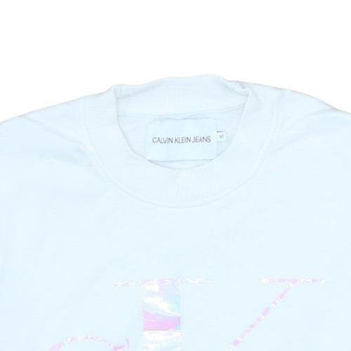 Calvin Klein Jeans Womens White Cotton Logo Sweatshirt M