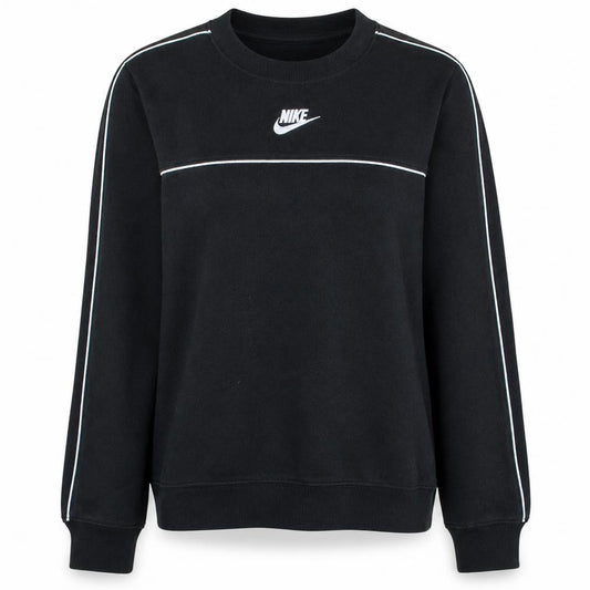 Front view of Nike Women's Black Crew Neck Pullover Sweatshirt, size S