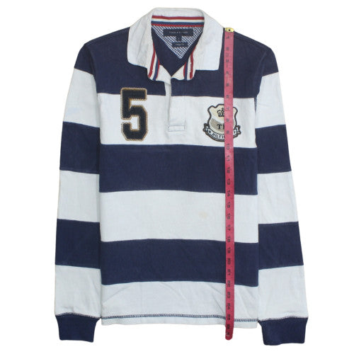 Tommy Hilfiger Men Blue White Long Sleeve Vintage Fit Polo S