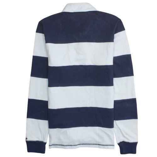 Tommy Hilfiger Men Blue White Long Sleeve Vintage Fit Polo S