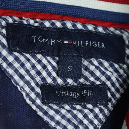 Tommy Hilfiger Men Blue White Long Sleeve Vintage Fit Polo S