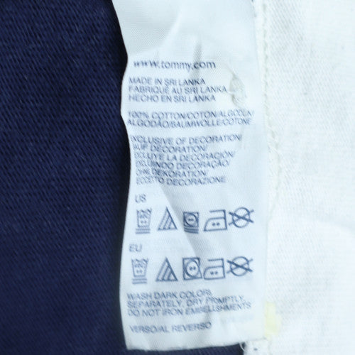 Tommy Hilfiger Men Blue White Long Sleeve Vintage Fit Polo S