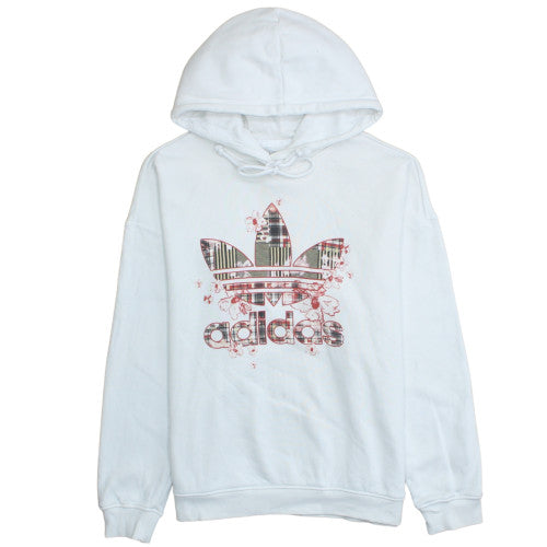 Adidas Women's White Pullover Hoodie Size 12 Graphic Logo Design