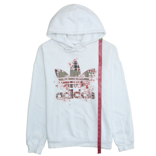 Adidas Women's White Pullover Hoodie Size 12 Graphic Logo Design