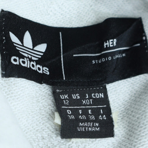 Adidas Women's White Pullover Hoodie Size 12 Graphic Logo Design