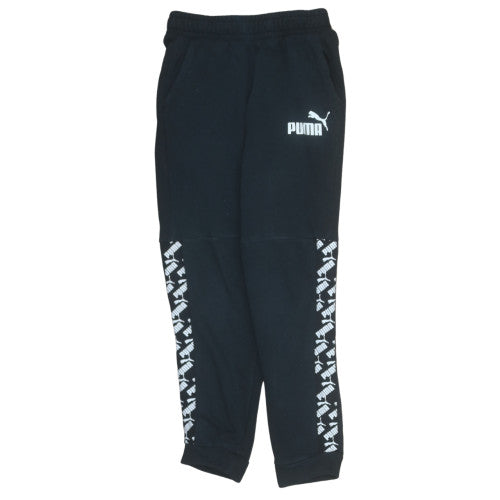 Puma Boys Black Jogger Sweatpants 13-14 Years Regular Fit Elastic Waist