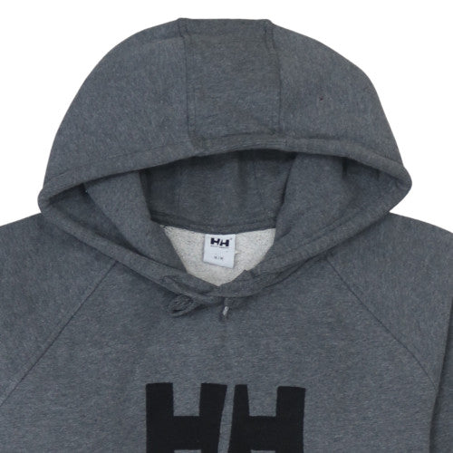 Helly Hansen Men's Grey Pullover Hoodie M Fleece Logo Outdoor
