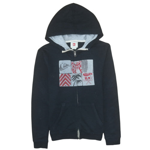Quiksilver Womens Black Full Zip Hoodie Size 14 Graphic Print