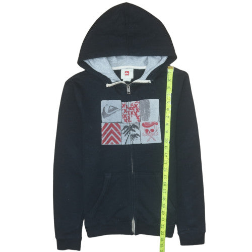 Quiksilver Womens Black Full Zip Hoodie Size 14 Graphic Print