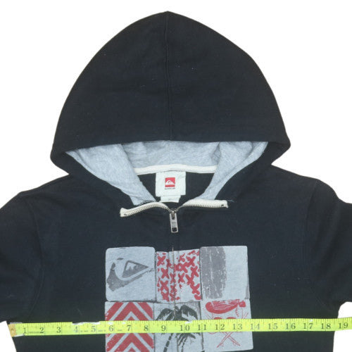 Quiksilver Womens Black Full Zip Hoodie Size 14 Graphic Print