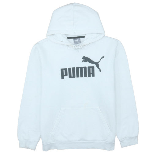 Puma Men's White Pullover Hoodie L Sports Logo Fleece Sweatshirt