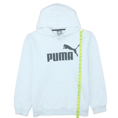 Puma Men's White Pullover Hoodie L Sports Logo Fleece Sweatshirt