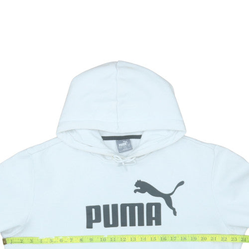 Puma Men's White Pullover Hoodie L Sports Logo Fleece Sweatshirt