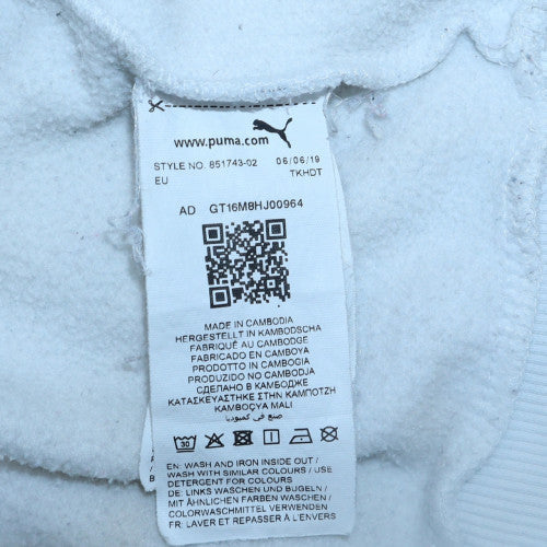 Puma Men's White Pullover Hoodie L Sports Logo Fleece Sweatshirt