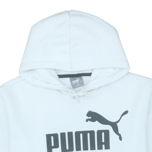 Puma Men's White Pullover Hoodie L Sports Logo Fleece Sweatshirt