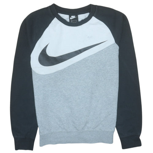 Nike Men's Grey Pullover Sweatshirt Small Logo Crew Neck Sports Top