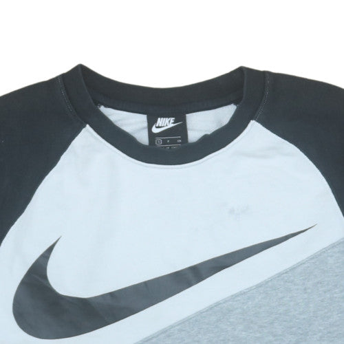 Nike Men's Grey Pullover Sweatshirt Small Logo Crew Neck Sports Top