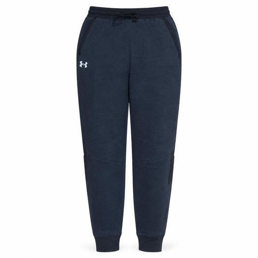 Front view of Under Armour Men's Blue M Jogger Fleece Sweatpants Tapered Fit