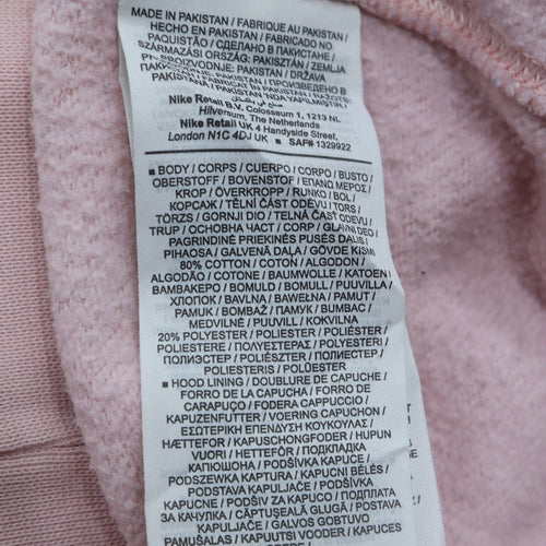 Nike Womens Pink Pullover Hoodie XS Cotton Blend Logo Sweatshirt
