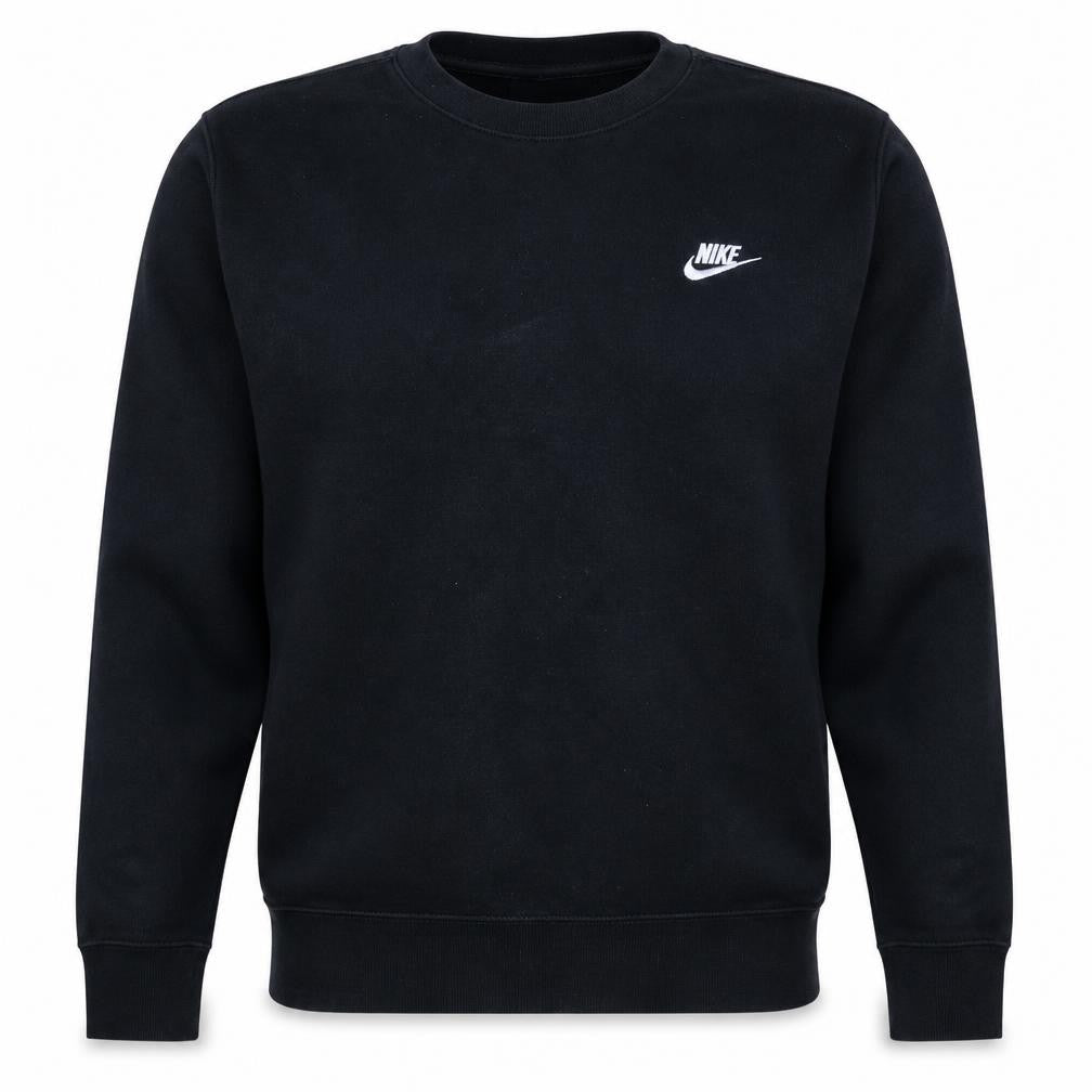 Front view of Nike Men Black Crew Neck Pullover Sweatshirt M Regular Fit