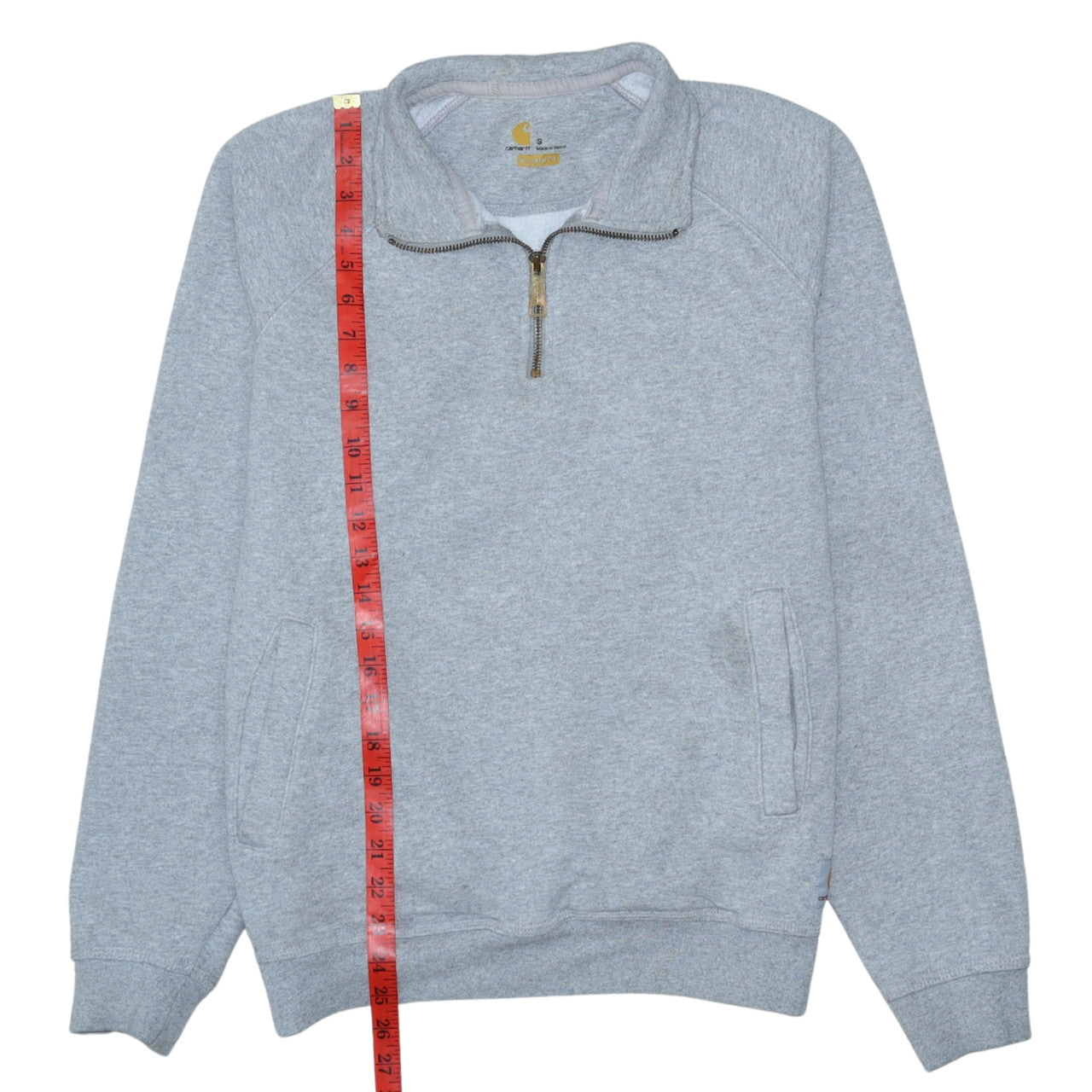 Carhartt Men's Grey 1/4 Zip Fleece Sweatshirt Size S Relaxed Fit