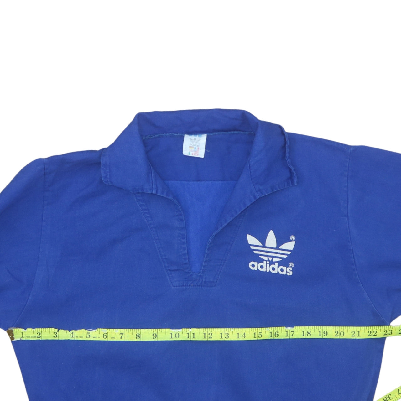 Adidas Womens Blue Henley Pullover Sweatshirt Size 14 Classic Cotton Logo