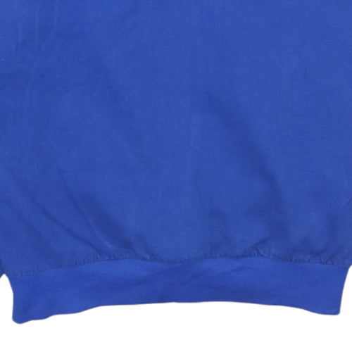 Adidas Womens Blue Henley Pullover Sweatshirt Size 14 Classic Cotton Logo
