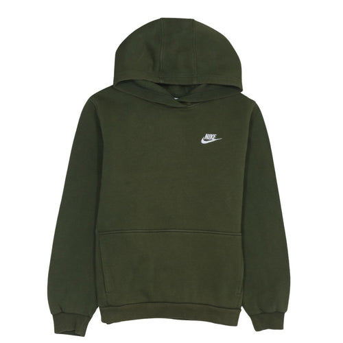 Nike Boys Green Pullover Fleece Hoodie XL 158-170cm Logo Hooded Sweatshirt