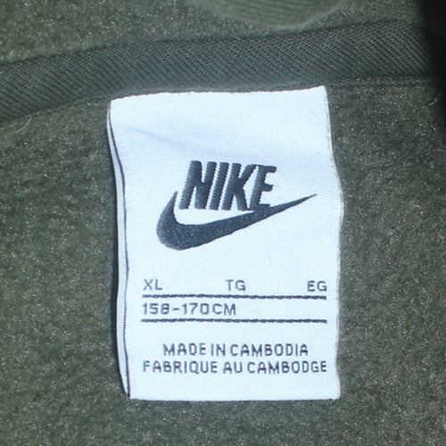 Nike Boys Green Pullover Fleece Hoodie XL 158-170cm Logo Hooded Sweatshirt