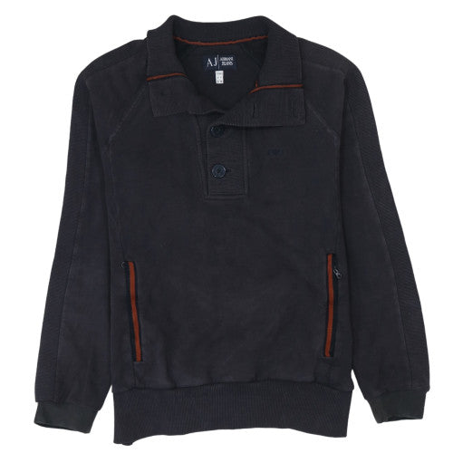 Armani Jeans Men's Black M Henley Sweatshirt with Buttons
