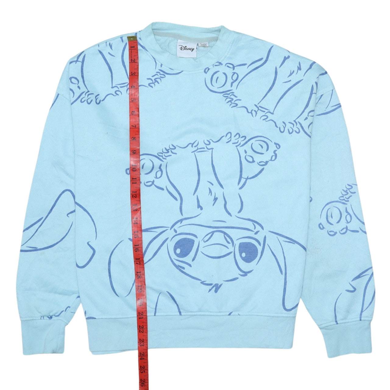Disney Women Blue Stitch Crew Neck Pullover Sweatshirt S