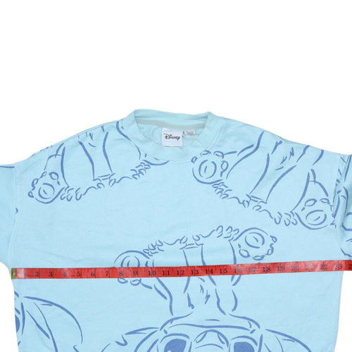 Disney Women Blue Stitch Crew Neck Pullover Sweatshirt S