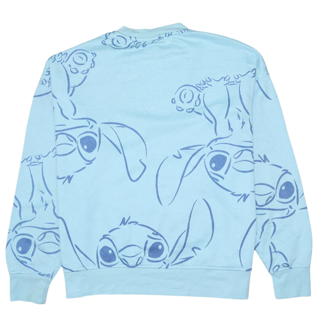 Disney Women Blue Stitch Crew Neck Pullover Sweatshirt S