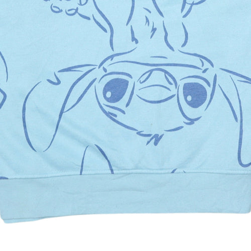 Disney Women Blue Stitch Crew Neck Pullover Sweatshirt S