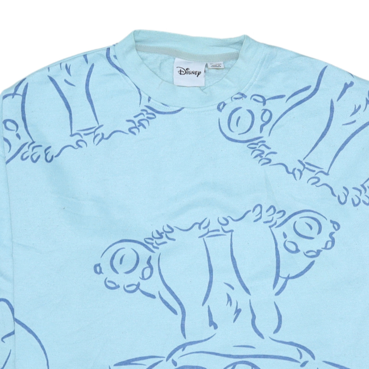 Disney Women Blue Stitch Crew Neck Pullover Sweatshirt S