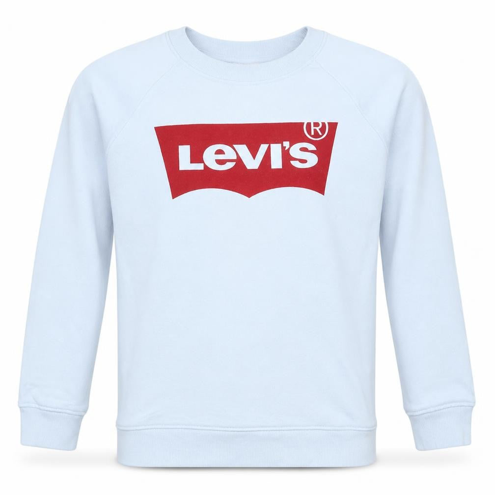 Front view of Levi's Men's White XS Pullover Sweatshirt Crew Neck Logo Print