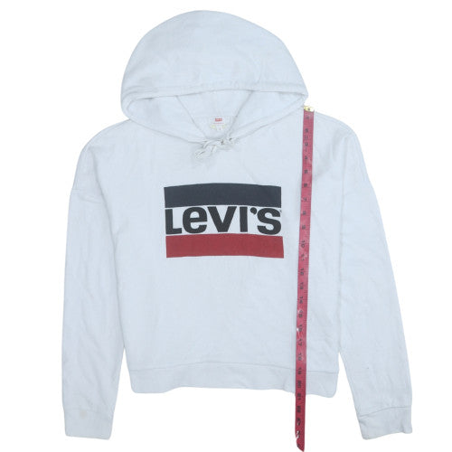 Levi's Womens White Small Pullover Hoodie with Logo Print