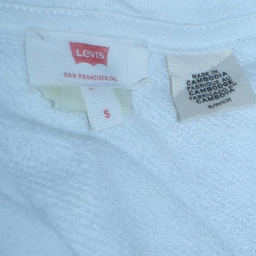 Levi's Womens White Small Pullover Hoodie with Logo Print