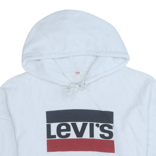 Levi's Womens White Small Pullover Hoodie with Logo Print