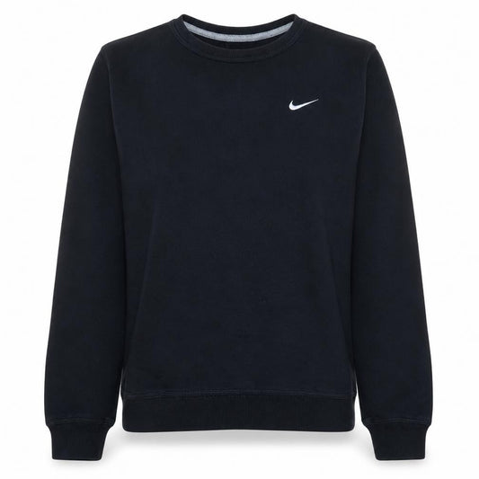 Front view of Nike women’s black l pullover sweatshirt crew neck cotton blend