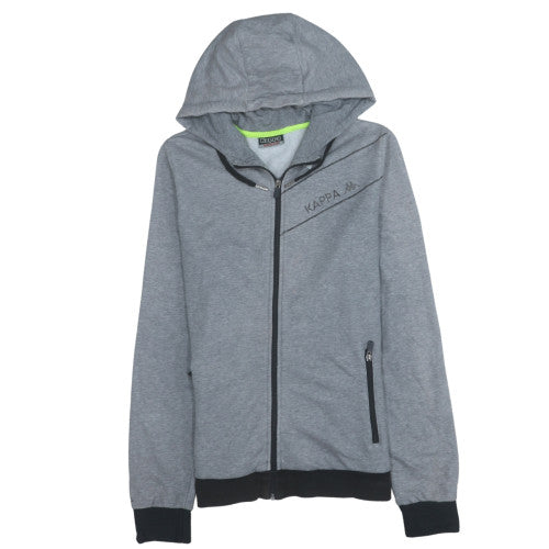 Kappa Men’s Grey Full Zip Hoodie, Size M, Logo Hooded Sweatshirt
