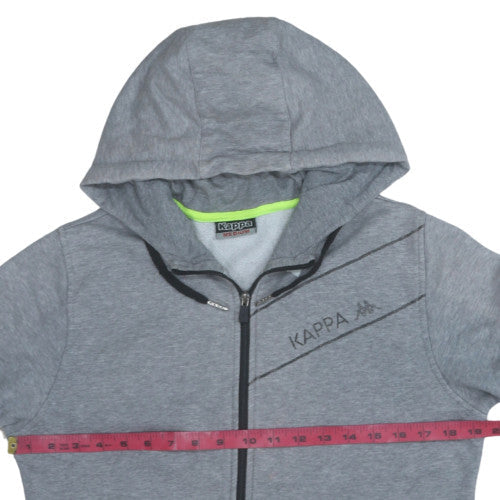 Kappa Men’s Grey Full Zip Hoodie, Size M, Logo Hooded Sweatshirt