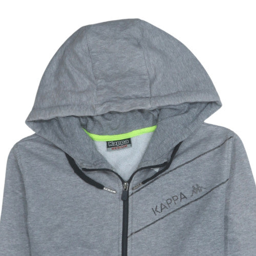 Kappa Men’s Grey Full Zip Hoodie, Size M, Logo Hooded Sweatshirt