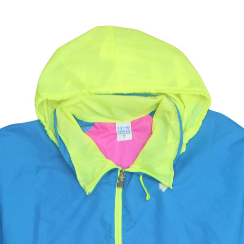 Salik International Womens Multicoloured Size 14 80s Retro Hooded Anorak Jacket