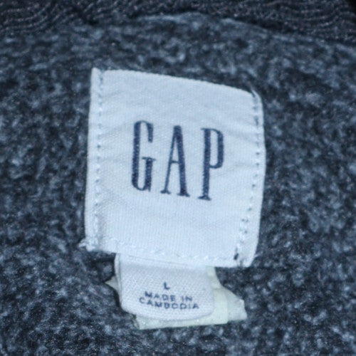 GAP Men's Black Hoodie L Pullover American Flag Logo Cotton Blend