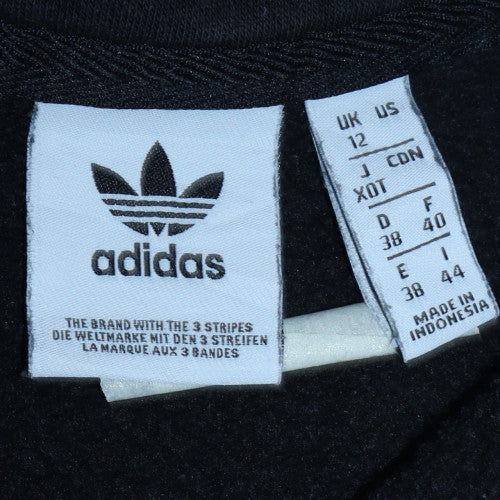 Adidas Women Black 1/4 Zip Pullover Sweatshirt UK 12 Logo Print